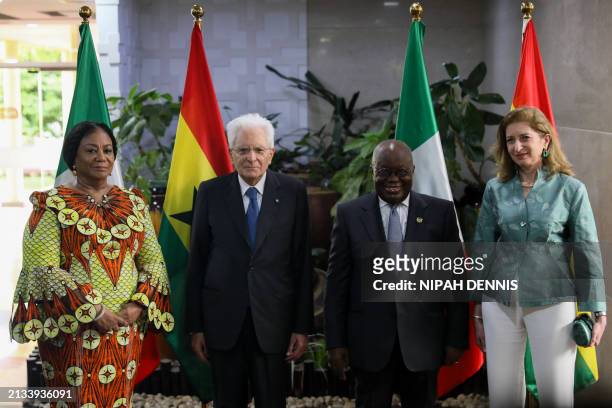 Ghanaian First Lady Rebecca Akufo-Addo Italian President Sergio Mattarella , Ghanaian President Nana Addo Dankwa Akufo-Addo and and Laura Mattarella,...