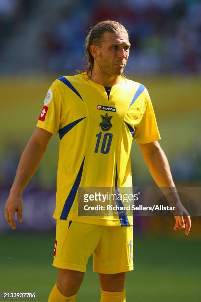 Andriy Voronin of Ukraine in action during the FIFA World Cup Finals 2006 Group H match between Spain and Ukraine at Zentralstadion on June 14, 2006...