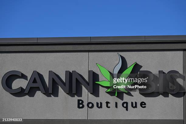 Logo of Cannabis Boutique, on April 3 in Sherwood Park, Strathcona County, Alberta, Canada.