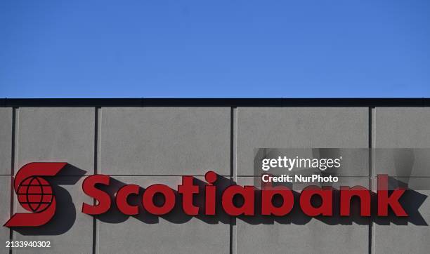 Logo of SCOTIABANK, on April 3 in Sherwood Park, Strathcona County, Alberta, Canada.