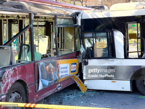 Driver is losing control of the vehicle and crashing into an Atac bus, resulting in 15 injuries. A two-month-old baby girl is in very serious...