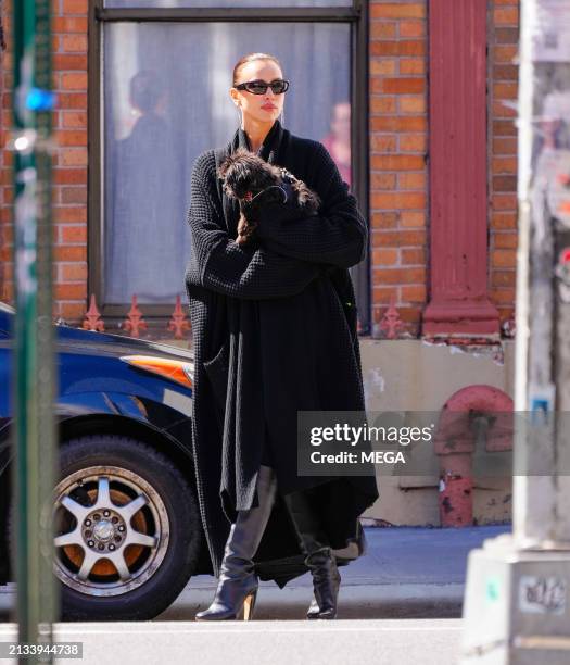 Irina Shayk is seen out and about on April 4, 2024 in New York, New York.