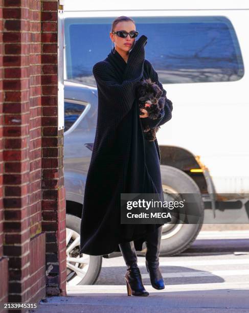 Irina Shayk is seen out and about on April 4, 2024 in New York, New York.