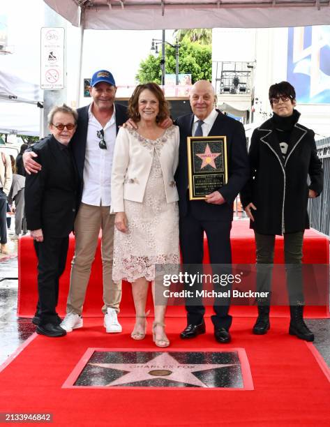 Paul Williams, Robbie Fox, Joan Fox, Charles Fox and Diane Warren at the star ceremony where Charles Fox is honored with a star on the Hollywood Walk...