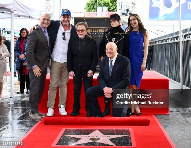 Steve Nissen, Robbie Fox, Paul Williams, Charles Fox, Diane Warren and Sarah Zurell at the star ceremony where Charles Fox is honored with a star on...