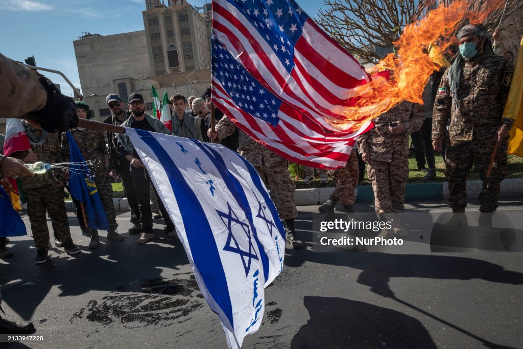 Iran-Burning Flags Of The U.S. And Israel