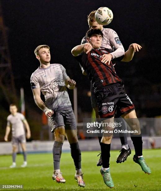 Dublin , Ireland - 5 April 2024; James Clarke of Bohemians in action against Rowan McDonald of Waterford during the SSE Airtricity Men's Premier...