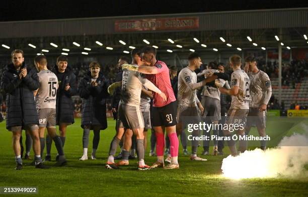 Dublin , Ireland - 5 April 2024; Waterford players after their victory in the SSE Airtricity Men's Premier Division match between Bohemians and...