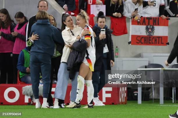 Sarah Zadrazil of Austria and Giulia Gwinn of Germany during the UEFA Women's European Qualifier match between Austria and Germany at Oberoesterreich...