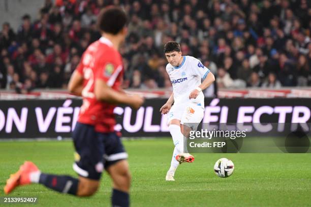 Leonardo Julian BALERDI ROSA during the Ligue 1 Uber Eats match between Lille and Marseille at Stade Pierre-Mauroy on April 5, 2024 in Lille, France.