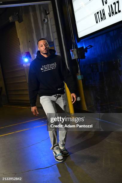 Norman Powell of the LA Clippers arrives to the arena before the game on April 5, 2024 at Crypto.Com Arena in Los Angeles, California. NOTE TO USER:...