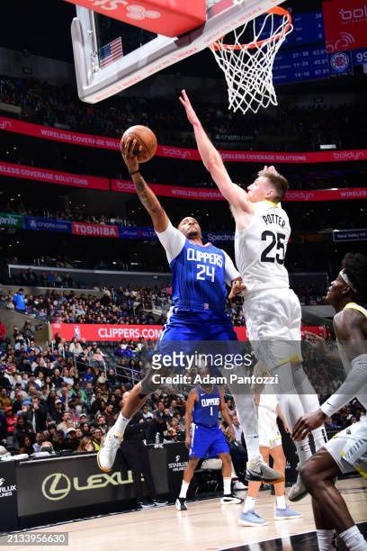 Norman Powell of the LA Clippers goes to the basket during the game on April 5, 2024 at Crypto.Com Arena in Los Angeles, California. NOTE TO USER:...