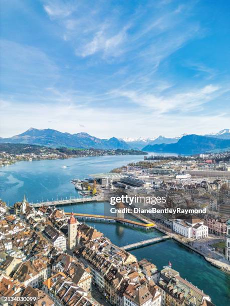 aerial view of lucerne switzerland - central europe stock pictures, royalty-free photos & images