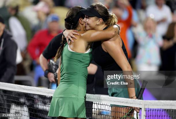 Jessica Pegula of the United States is congratulated by Amanda Anisimova of the United States after she won the match on Day 2 of the WTA 500 Credit...