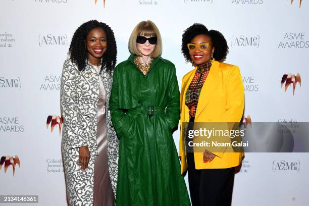 Jamila Robinson, Anna Wintour and Jessica Cruel attends the National Magazine Awards 2024 at Terminal 5 on April 02, 2024 in New York City.