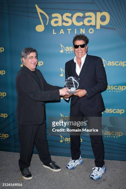 Chairman & CEO Latin America, Spain and Portugal-Sony Music, Afo Verde and recipient of the ASCAP Founders Award, Carlos Vives attend the 2024 ASCAP...
