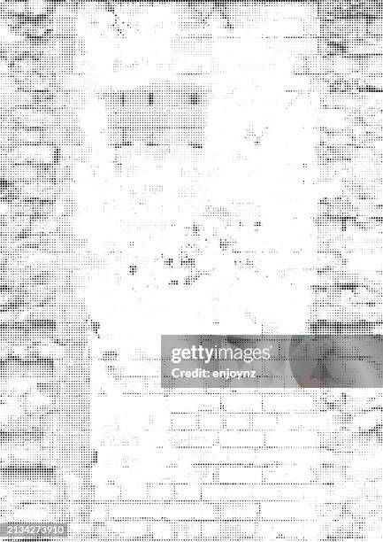grunge brick wall half tone dots pattern - bricks isolated stock illustrations