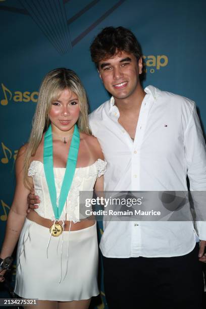 Nina Minguez and Eduardo Puche attend the 2024 ASCAP Latin Music Award Winners Celebration at Vizcaya Museum & Gardens on April 02, 2024 in Miami,...