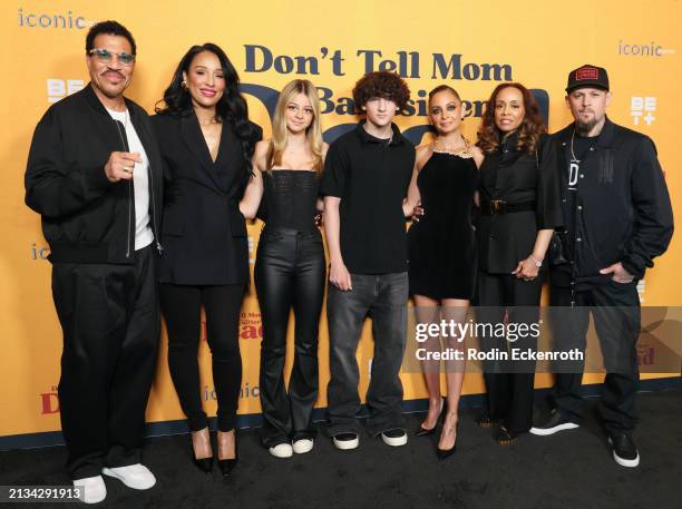 Lionel Richie, Lisa Parigi, Harlow Madden, Sparrow Madden, Nicole Richie, Brenda Harvey-Richie, and Joel Madden attend the Los Angeles premiere of...