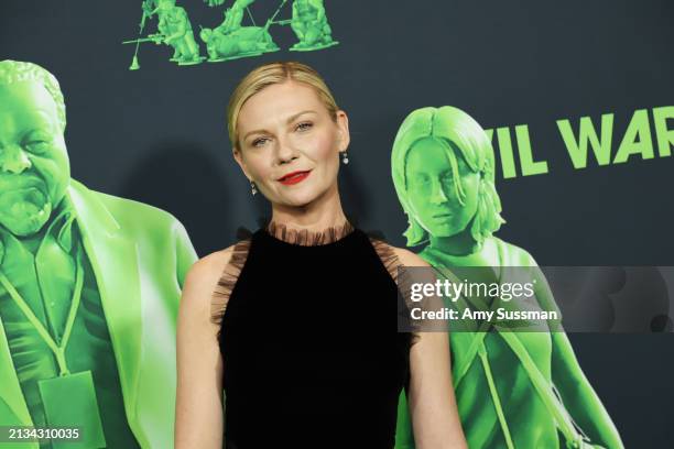 Kirsten Dunst attends the os Angeles Premiere of A24's "Civil War" at Academy Museum of Motion Pictures on April 02, 2024 in Los Angeles, California.