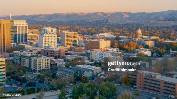 view of boise downtown - idaho stock pictures, royalty-free photos & images