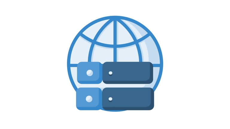 Animated Database Computer Picture Animated server with computer, database and globe on top. Ideal for ...