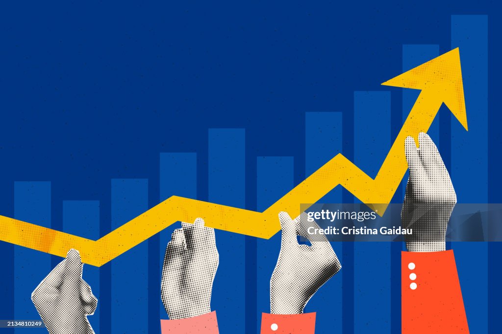 Business growth concept art collage vector illustration