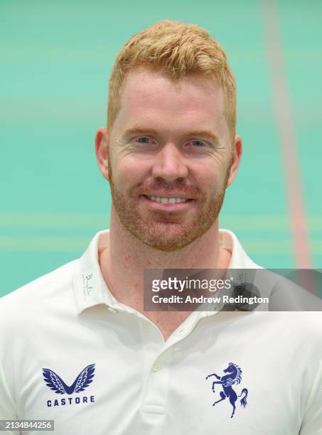 Ben Compton poses for a portrait during the Kent CCC photocall at The Spitfire Ground on March 15, 2024 in Canterbury, England.