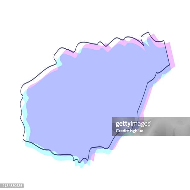 hainan map hand drawn - purple with black outline - trendy design - 海南島 幅插畫檔、美工圖案、卡通及圖標