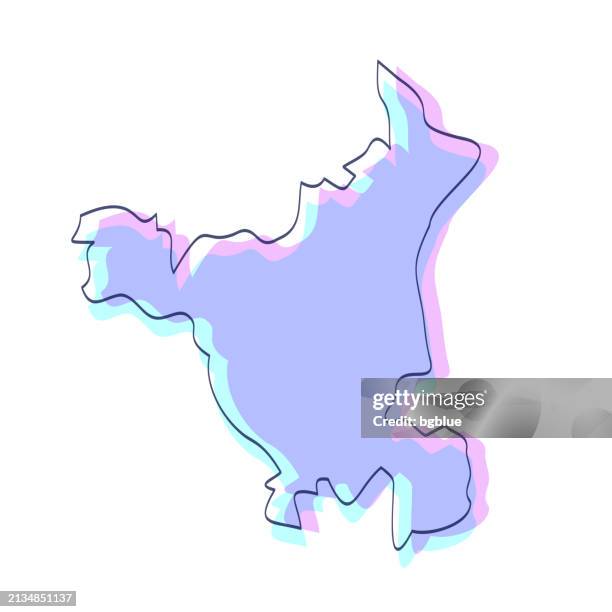 haryana map hand drawn - purple with black outline - trendy design - haryana map stock illustrations