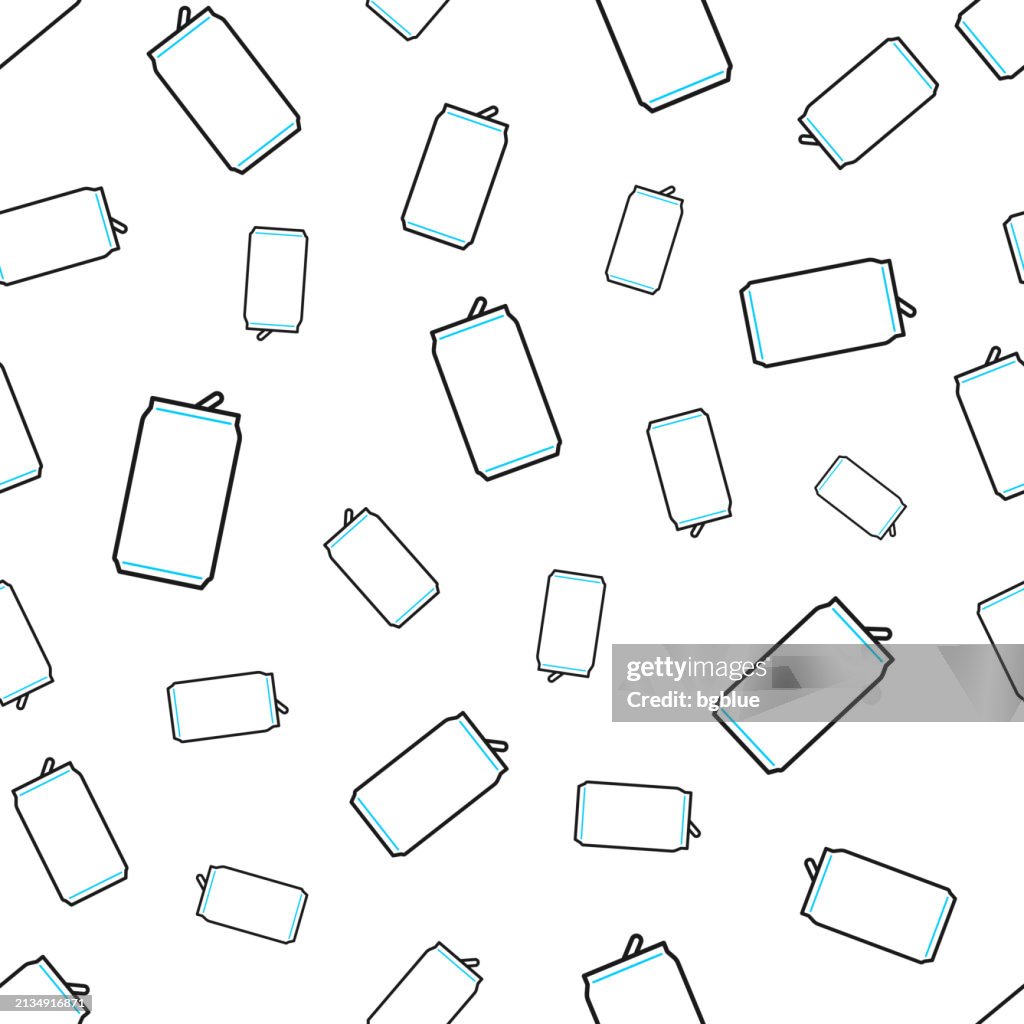 Can. Seamless pattern. Line icons on white background