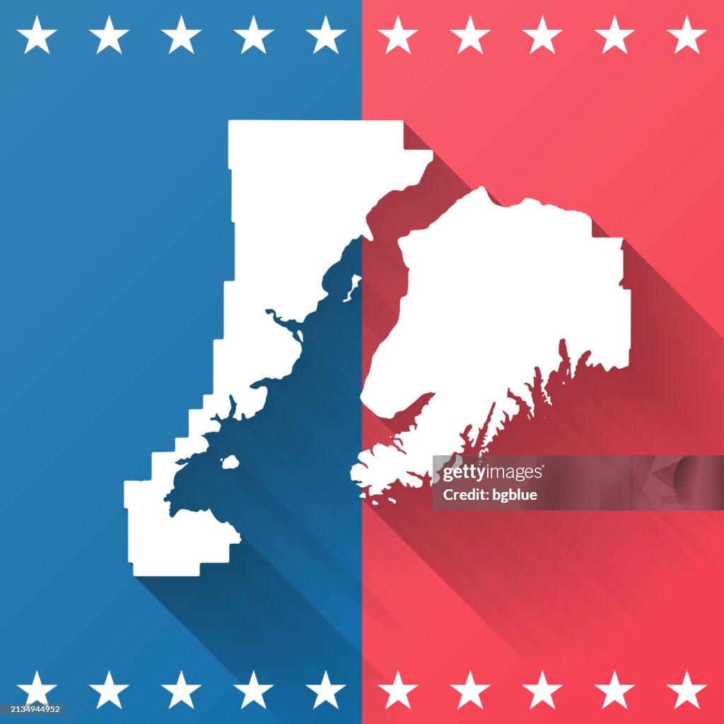 Kenai Peninsula, Alaska. Map on blue and red background