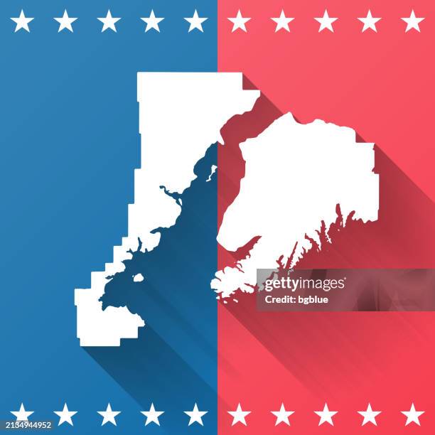 kenai peninsula, alaska. map on blue and red background - kenai alaska stock illustrations