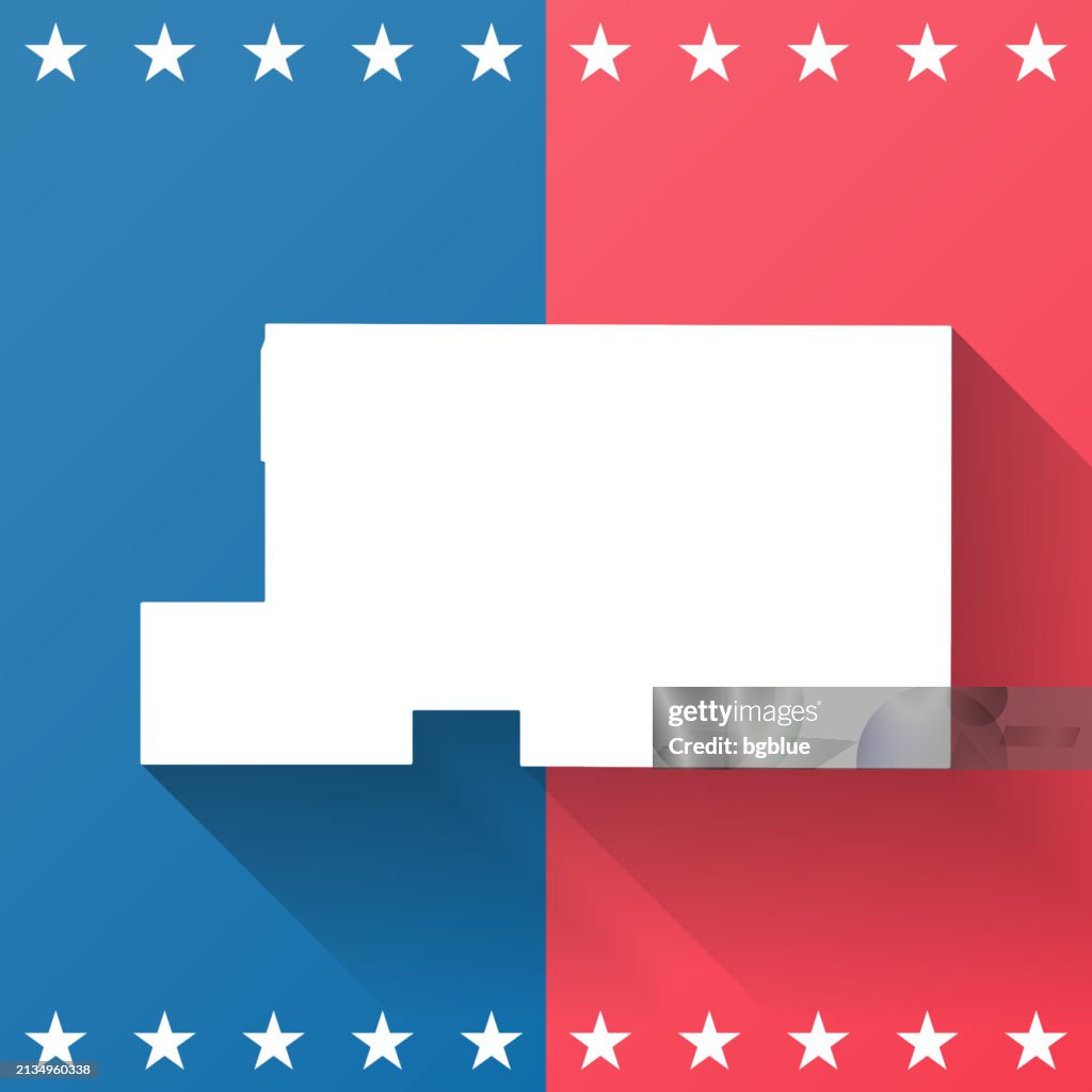 Mahoning County, Ohio. Map on blue and red background