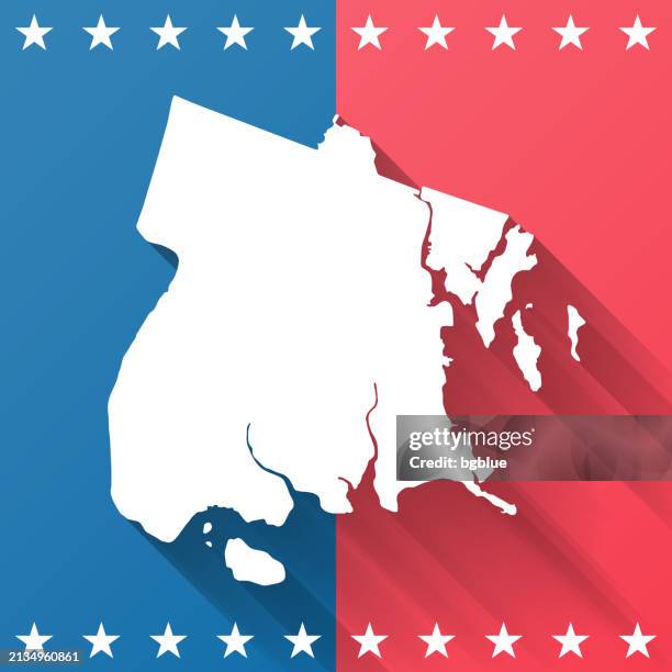bronx county, new york. map on blue and red background - the bronx stock illustrations