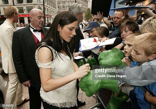 Lead Actress Jennifer Connelly attends the UK premiere of the film "Hulk" at the Empire Cinema, Leicester Square July 3, 2003 in London.