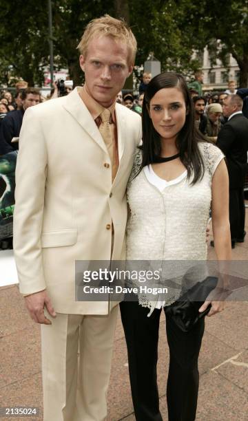 Lead Actress Jennifer Connelly with actor Paul Bettany attends the UK premiere of the film "Hulk" at the Empire Cinema, Leicester Square July 3, 2003...