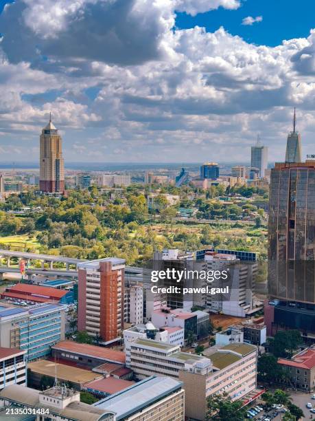 aerial view of nairobi downtown kenya - nairobi county stock pictures, royalty-free photos & images