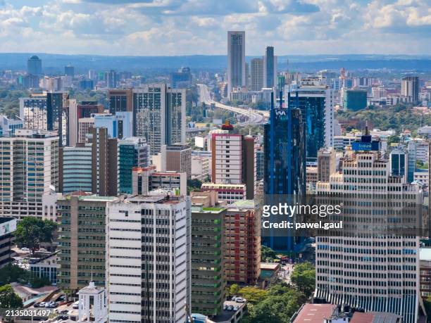 aerial view of nairobi downtown kenya - nairobi county stock pictures, royalty-free photos & images