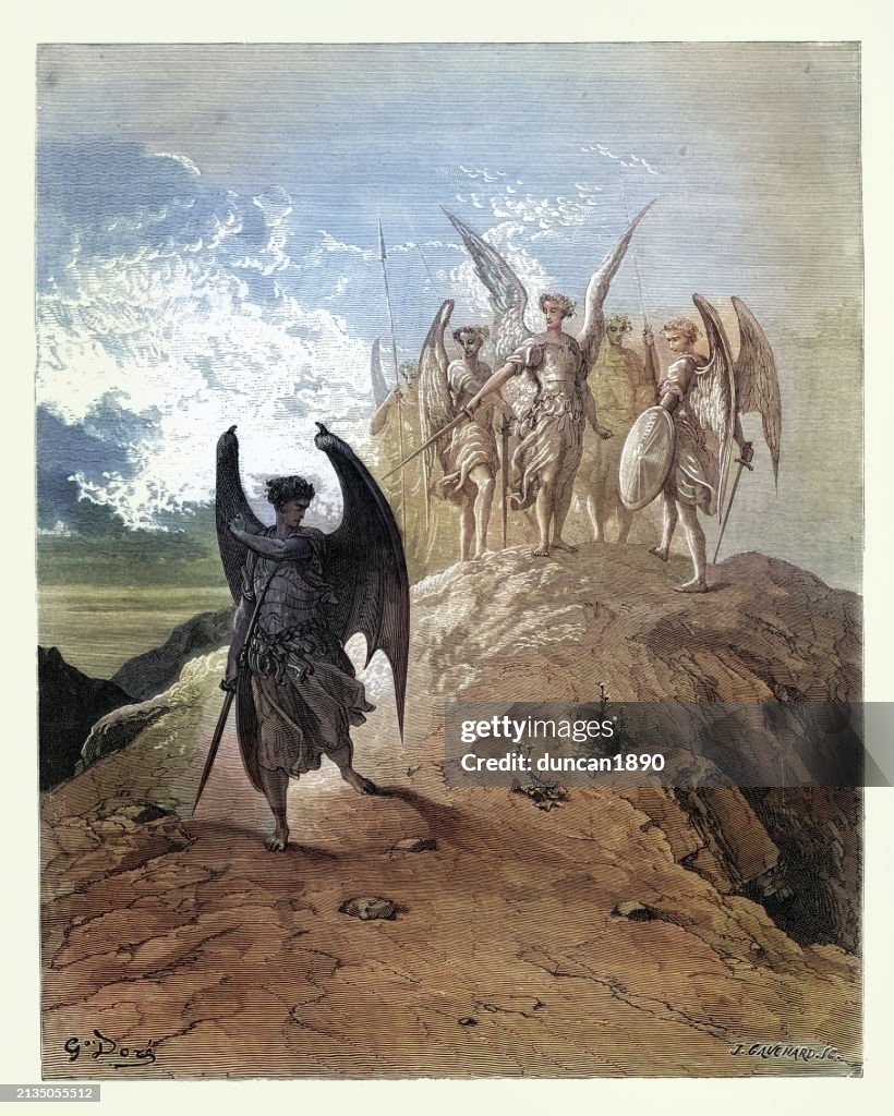 Satan and the Angels, Milton's Paradise Lost, Gustave Dore