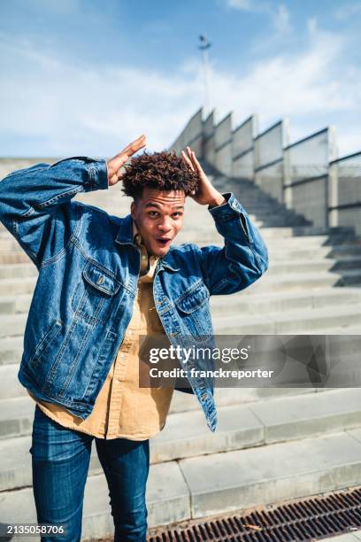 Denim Jacket Rapper 346 Rapper Black Denim Jacket Stock Photos, High-Res Pictures, and ...