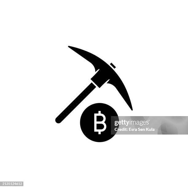 bitcoin mining solid icon design with editable stroke. suitable for infographics, web pages, mobile apps, ui, ux, and gui design. - cryptocurrency mining stock illustrations