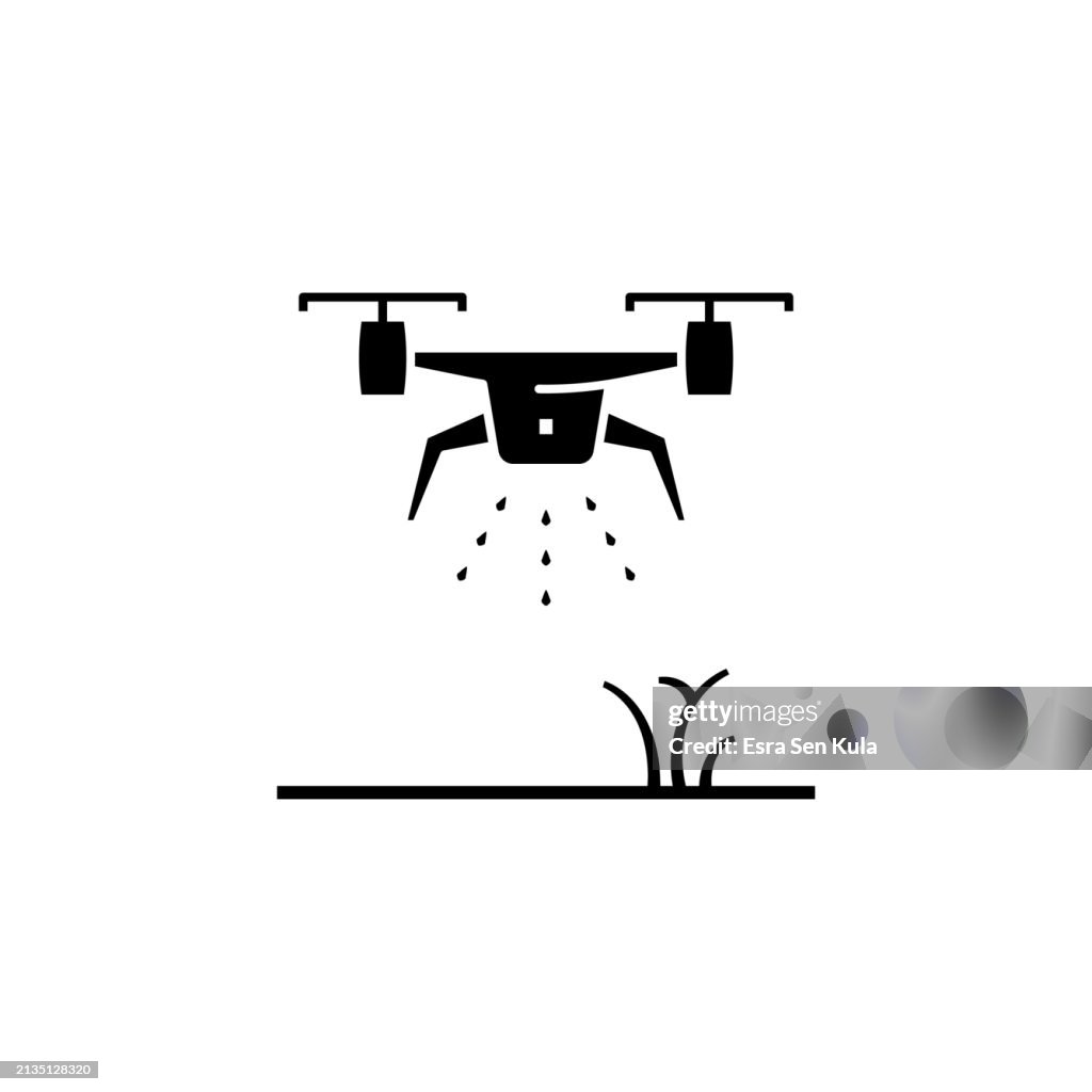 Agricultural Drone Solid Icon Design with Editable Stroke. Suitable for Infographics, Web Pages, Mobile Apps, UI, UX, and GUI design.