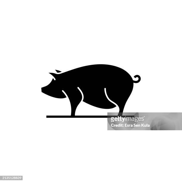 stockillustraties, clipart, cartoons en iconen met pig farming solid icon design with editable stroke. suitable for infographics, web pages, mobile apps, ui, ux, and gui design. - salumeria