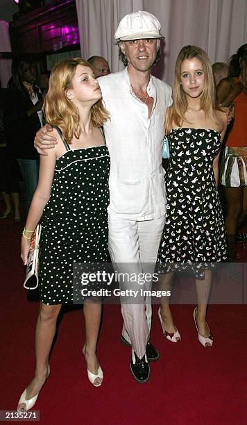 Bob Geldof and daughters Peaches and Pixie pose at the after-party for the' film "Charlies Angels 2: Full Throttle" at the In and Out Club on July 1,...