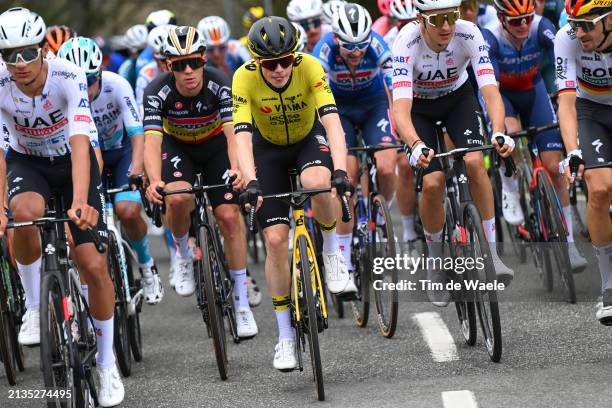 Remco Evenepoel of Belgium and Team Soudal Quick-Step, Jonas Vingegaard Hansen of Denmark and Team Visma | Lease a Bike and Marc Soler of Spain and...