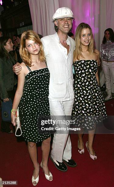 Bob Geldof and daughters Peaches and Pixie pose at the after-party for the' film "Charlies Angels 2: Full Throttle" at the In and Out Club on July 1,...