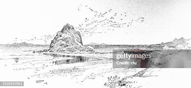 ilustrações de stock, clip art, desenhos animados e ícones de usa salt lake monument - lago salgado