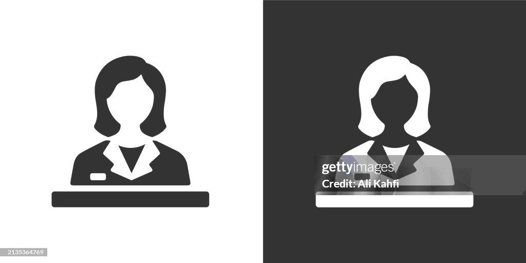 Receptionist solid icons. Containing data, strategy, planning, research solid icons collection. Vector illustration. For website design, logo, app, template, ui, etc