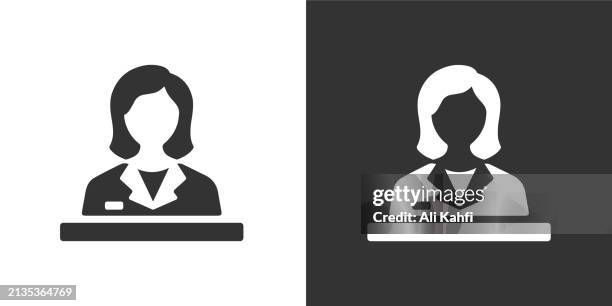 receptionist solid icons. containing data, strategy, planning, research solid icons collection. vector illustration. for website design, logo, app, template, ui, etc - maitre d stock illustrations